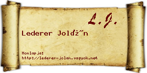Lederer Jolán névjegykártya