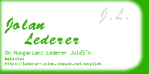 jolan lederer business card